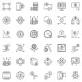 Blockchain and Cryptocurrency vector outline icons set Royalty Free Stock Photo