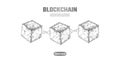 Blockchain cube chain symbol on square code big data flow information. Gray white neutral presentation style