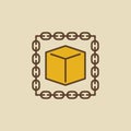 Blockchain with cube colorful vector icon or logo element Royalty Free Stock Photo