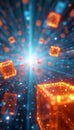 Blockchain cubes in abstract digital space