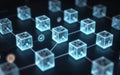 Blockchain cubes connected in glowing digital network Royalty Free Stock Photo