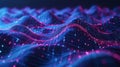 Blockchain data flow with ai tech, network connection, 3d music waves in science research concept Royalty Free Stock Photo
