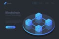 Blockchain data Isometric Flat black monochrome vector concept