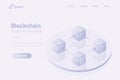 Blockchain data Isometric Flat white monochrome vector concept