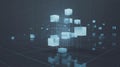 Blockchain data network with abstract glowing cubes Royalty Free Stock Photo