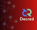 Blockchain decred symbol on red background