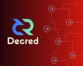 Blockchain decred symbol on red background