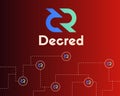 Blockchain decred symbol on red background