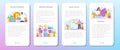 Blockchain developer mobile application banner set. Blockchain-based