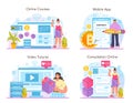 Blockchain developer online service or platform set. Blockchain-based