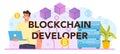 Blockchain developer typographic header. Blockchain-based applications building