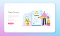 Blockchain developer web banner or landing page. Blockchain-based