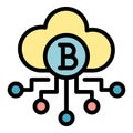 Blockchain digital cloud icon color outline vector