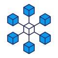 Blockchain, digital ledger and networks icon