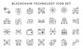 blockchain distributed database line icon set, scalability block size privacy regulation Royalty Free Stock Photo