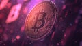 blockchain dreamy style rotating bitcoin icon Royalty Free Stock Photo