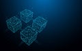Blockchain form lines, triangles and particle style design Royalty Free Stock Photo