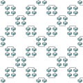 Blockchain with Four Blocks vector blue seamless pattern or background