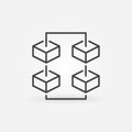 Blockchain with Four Blocks vector thin line concept icon
