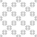 Blockchain with Four Blocks vector thin line seamless pattern. Decentralized Block chain network background