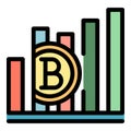 Blockchain graph chart icon color outline vector Royalty Free Stock Photo