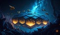 Blockchain Honeycomb Server Farm . Artificial Intelligence concept. Generated Image Royalty Free Stock Photo
