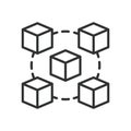 Blockchain icon in line design. blockchain, distributed ledger, decentralized network, crypto technology on white background Royalty Free Stock Photo