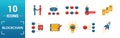 Blockchain icon set. Include creative elements block, distribution, confirmation, anonymity, protocol icons. Can be used for Royalty Free Stock Photo