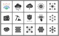 Blockchain icons set. Black vector illustrations isolated on white Royalty Free Stock Photo