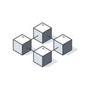Blockchain isometric icon. Block validation in the blockchain. Blockchain technology. Abstract hexagon background