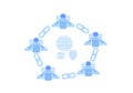 Blockchain link sign connection flat design. Internet technology chain icon hyperlink security business network concept