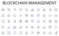Blockchain management line icons collection. Authority, Control, Dominion, Supremacy, Mastery, Ascendance, Preeminence Royalty Free Stock Photo
