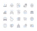 Blockchain management outline icons collection. Blockchain, Management, Cryptocurrency, Data, Security, Mining