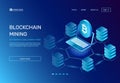 Blockchain mining. Cryptography coins currency miner on laptop connected to blockchain bitcoin network. E commerce Royalty Free Stock Photo