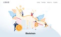 Blockchain modern flat design concept. Cryptocurrency and people concept. Landing page template. Conceptual crypto web