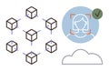 Blockchain Network and Biometric Facial Recognition Integration with Cloud Data Storage Royalty Free Stock Photo