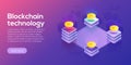 Blockchain network business layout. Cryptocurrency transfer isometric vector concept illustration. Digital crypto currency Royalty Free Stock Photo