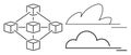 Blockchain Network and Cloud Computing Integration in Minimalist Style Royalty Free Stock Photo