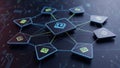 Blockchain network with connected glowing data blocks representing decentralized ledger Royalty Free Stock Photo