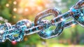 Blockchain network connecting global businesses, symbolizing decentralized