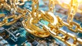 Blockchain network connecting global businesses, symbolizing decentralized
