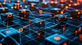 Blockchain network connecting secure data blocks with futuristic technology Royalty Free Stock Photo