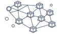 Blockchain Network or Data Connection Diagram, vector design Generative AI Royalty Free Stock Photo