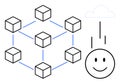 Blockchain Network Data Flow with Cloud Storage and happy Face Symbol Royalty Free Stock Photo