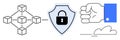 Blockchain Network with Data Security Shield and Cloud Storage Concept Royalty Free Stock Photo