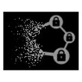 White Dispersed Dotted Halftone Blockchain Network Icon