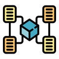 Blockchain network icon color outline vector Royalty Free Stock Photo