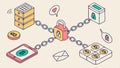 Blockchain network nodes, digital security, data connection, tech vector design Generative AI Royalty Free Stock Photo