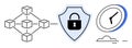 Blockchain Network Security Concept with Shield, Lock, and Time Symbol Royalty Free Stock Photo