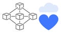 Blockchain Network Symbol with Cloud and Heart Representing Technology and Connectivity Royalty Free Stock Photo